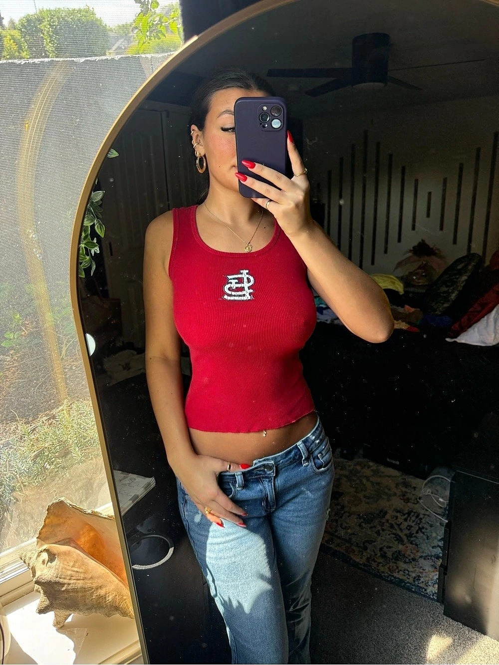 MLB Red Ribbed Tank Top - Picture 2 of 4